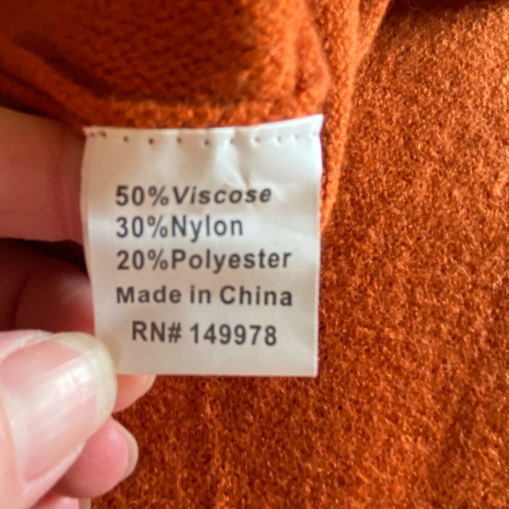 Orange Knit Poncho - Draped Sweater with Zipper EUC - Picture 10 of 15